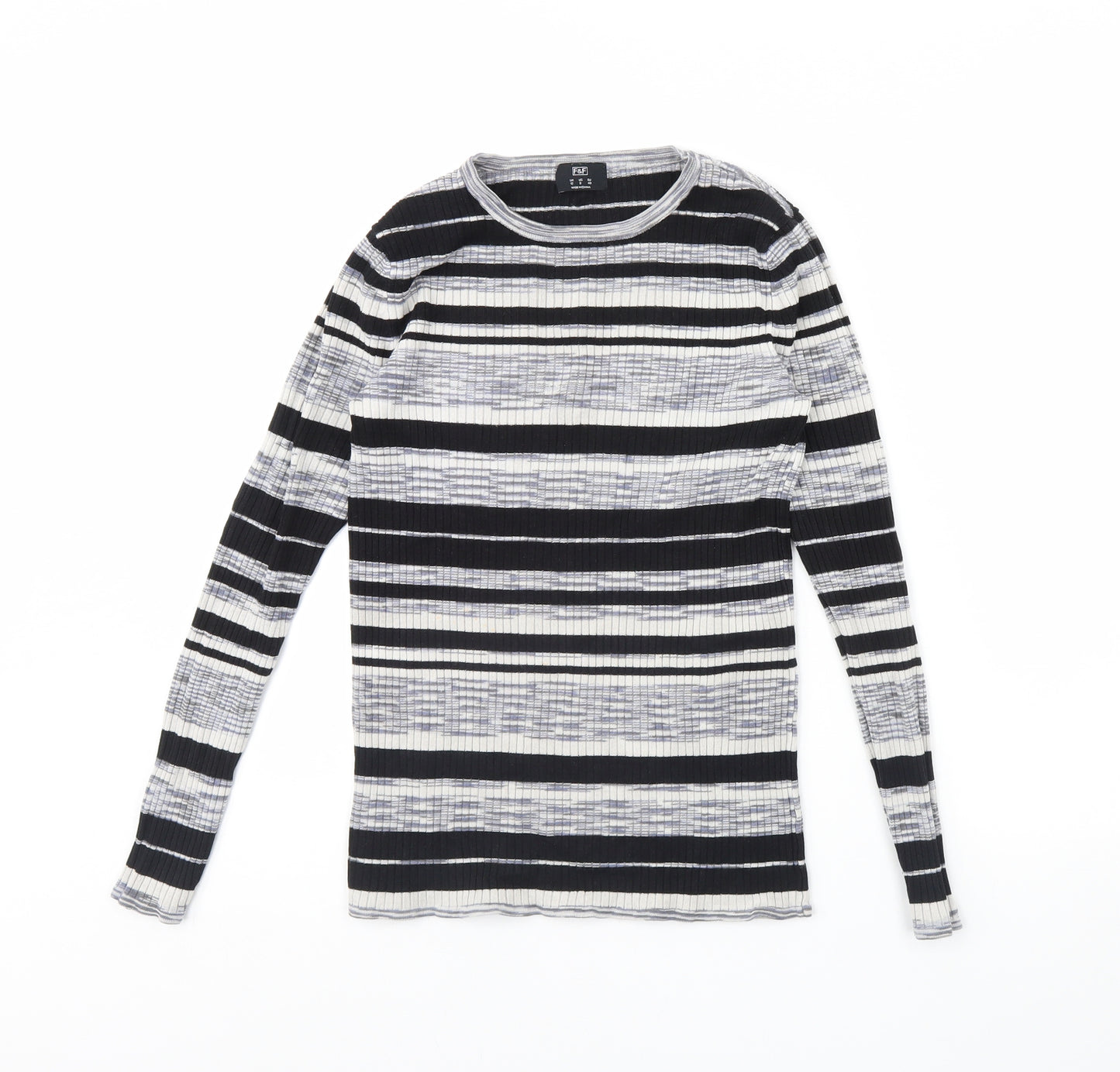 F&F Womens Black Striped  Pullover Jumper Size 12