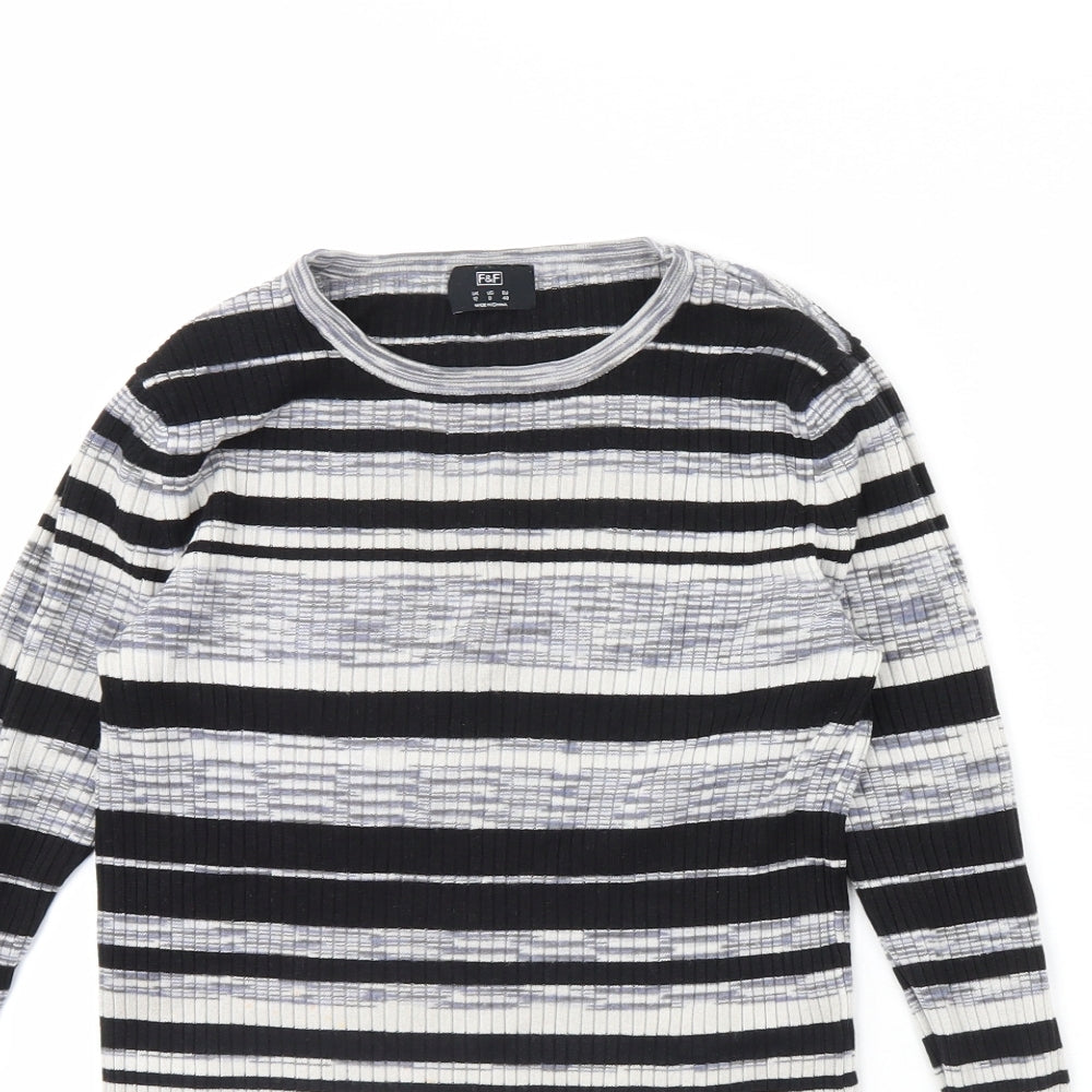 F&F Womens Black Striped  Pullover Jumper Size 12