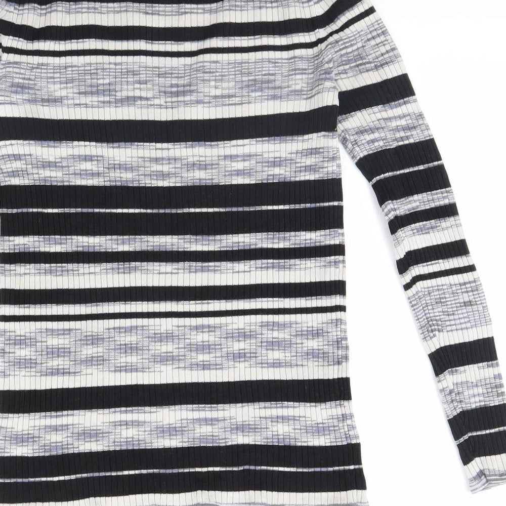 F&F Womens Black Striped  Pullover Jumper Size 12