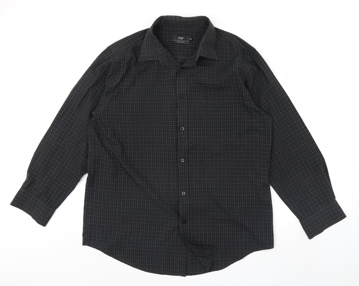 F&F Mens Black    Dress Shirt Size 16