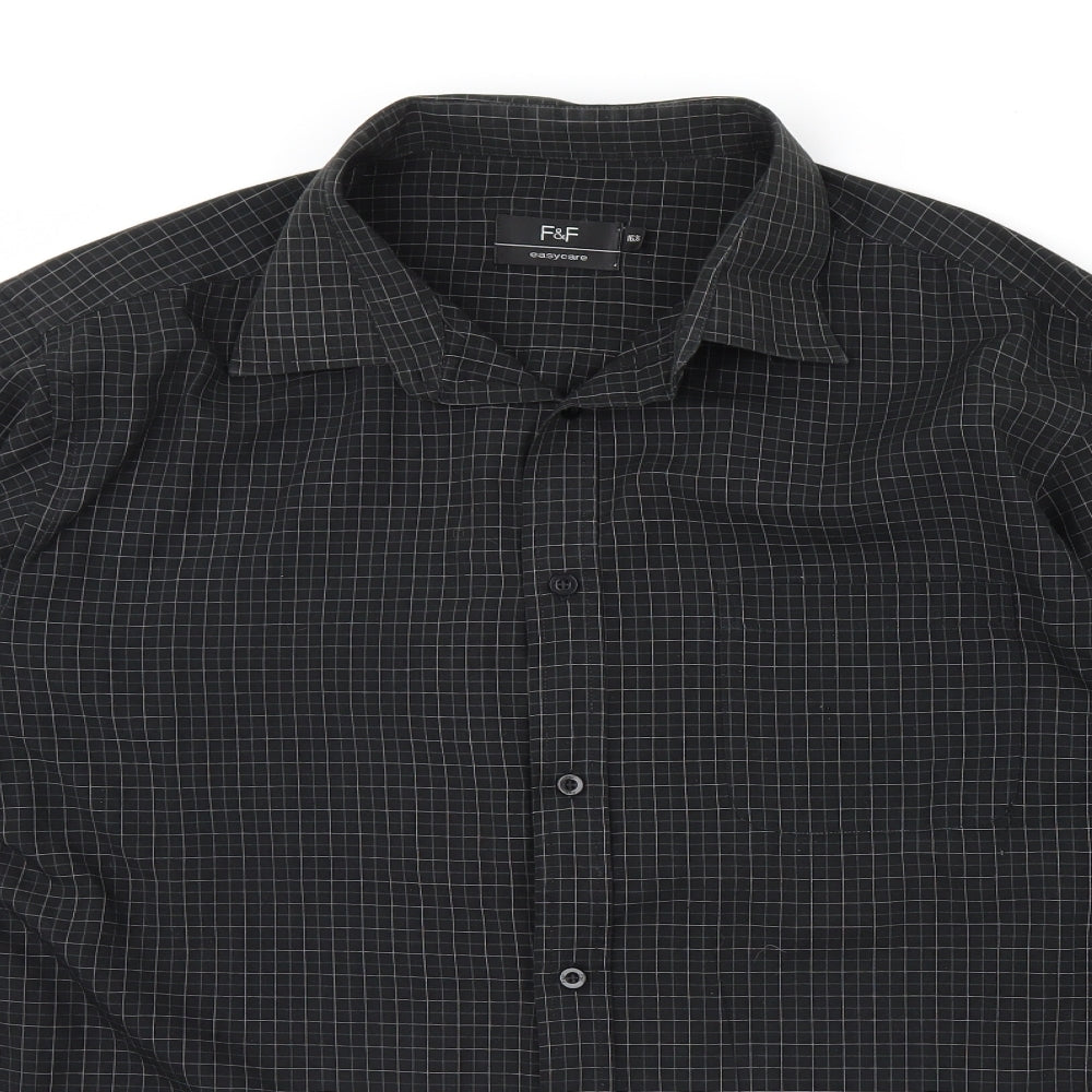 F&F Mens Black    Dress Shirt Size 16