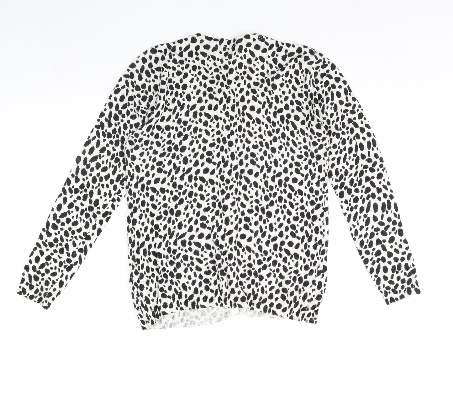 m&s Womens White Polka Dot  Cardigan Jumper Size 10