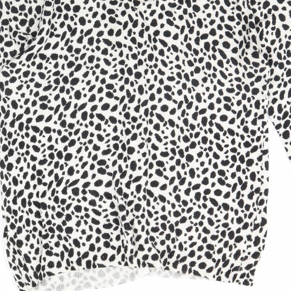 m&s Womens White Polka Dot  Cardigan Jumper Size 10