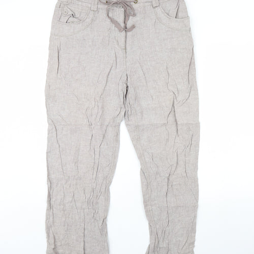 M&Co Womens Beige   Trousers  Size 16 L30 in