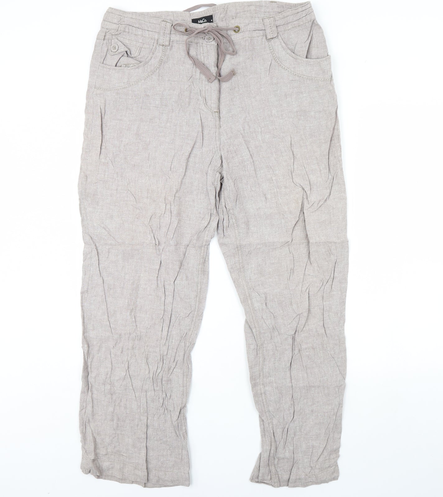 M&Co Womens Beige   Trousers  Size 16 L30 in