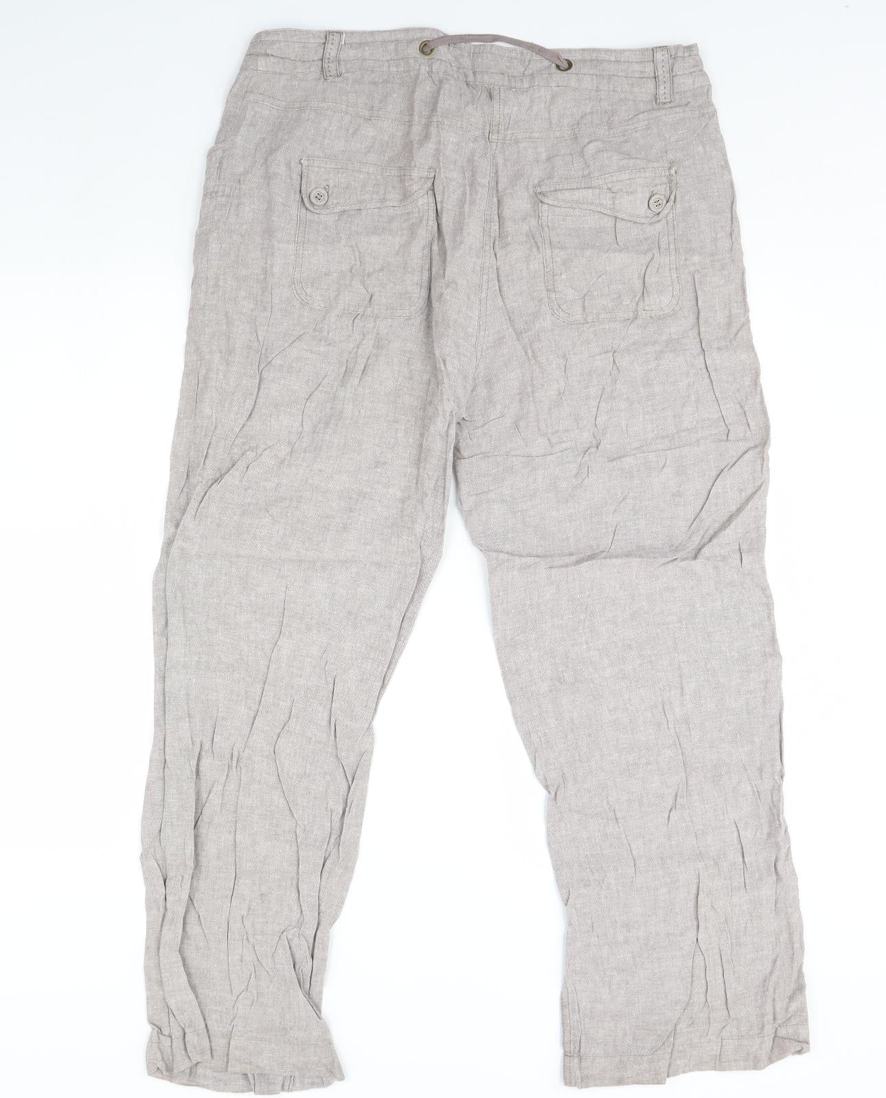 M&Co Womens Beige   Trousers  Size 16 L30 in