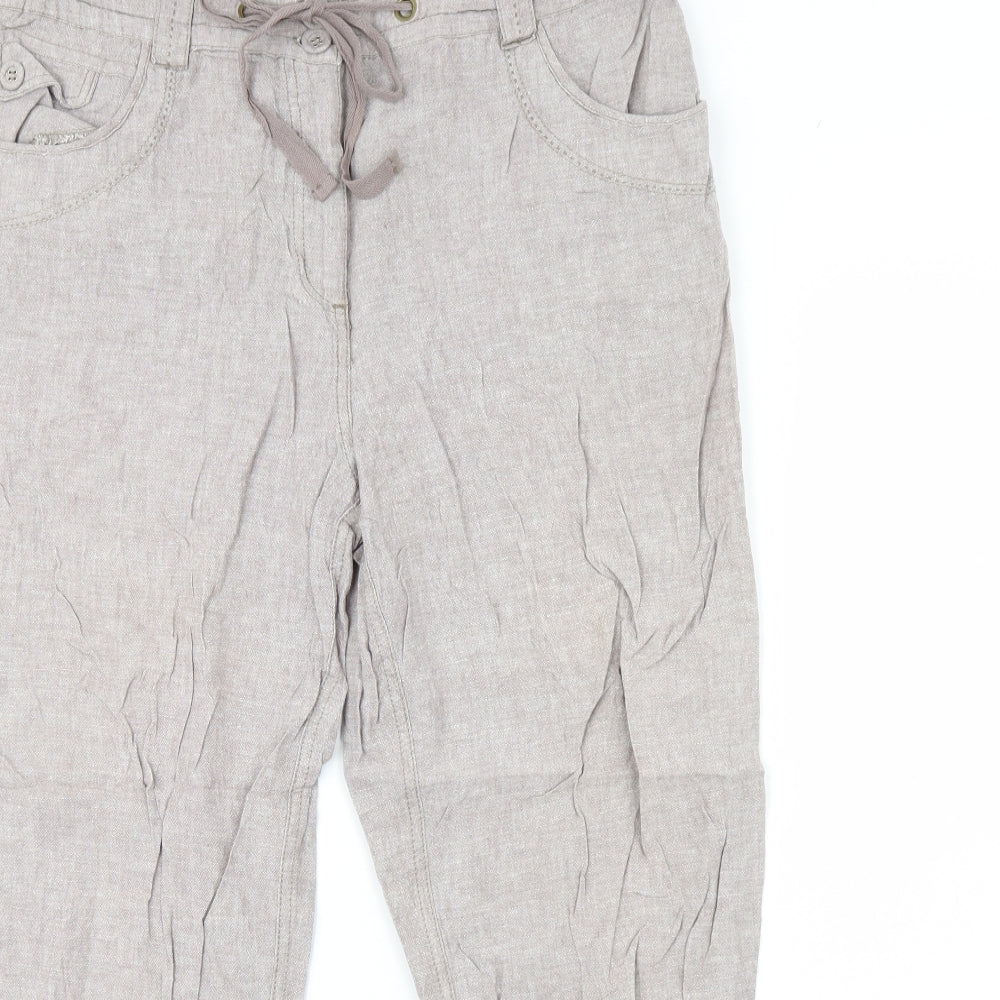 M&Co Womens Beige   Trousers  Size 16 L30 in