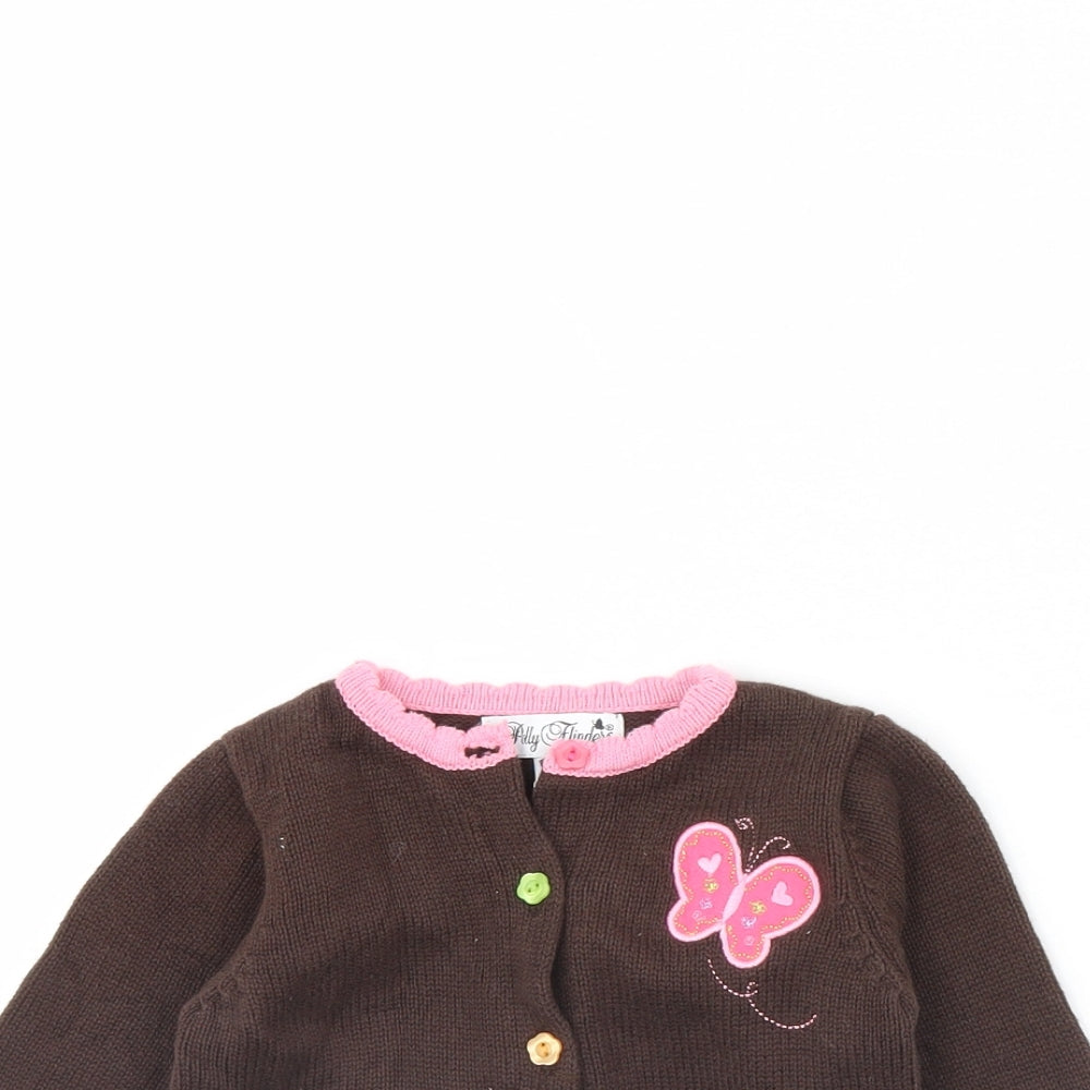 Polly Flinders Girls Brown   Cardigan Jumper Size 12-18 Months