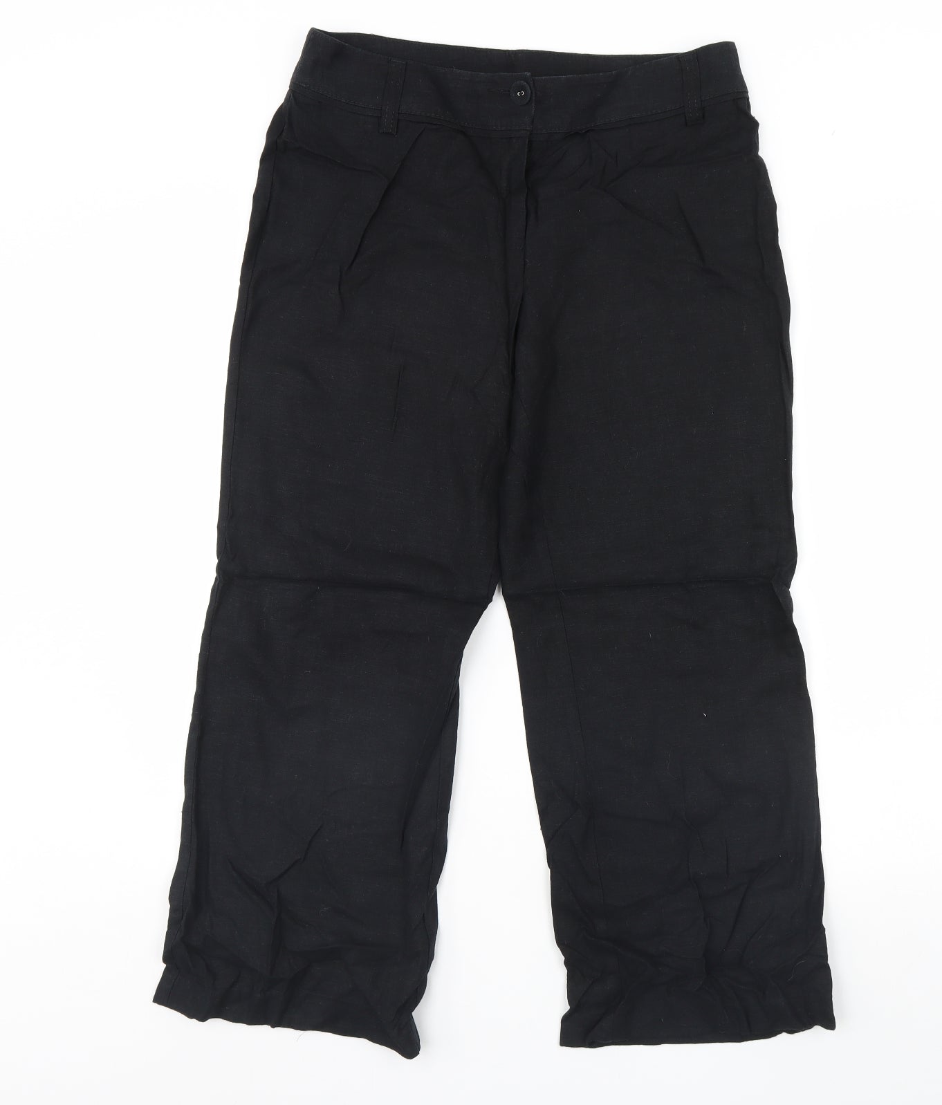 M&S Womens Black   Cropped Trousers Size 12 L26 in