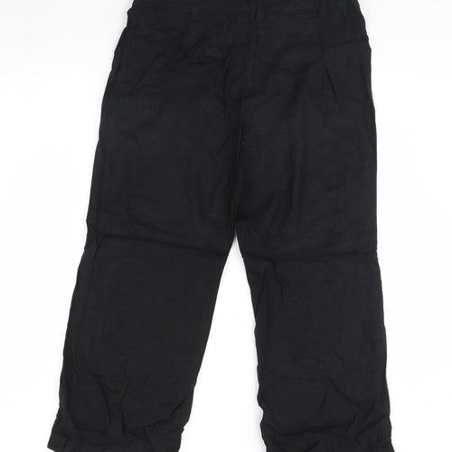 M&S Womens Black   Cropped Trousers Size 12 L26 in
