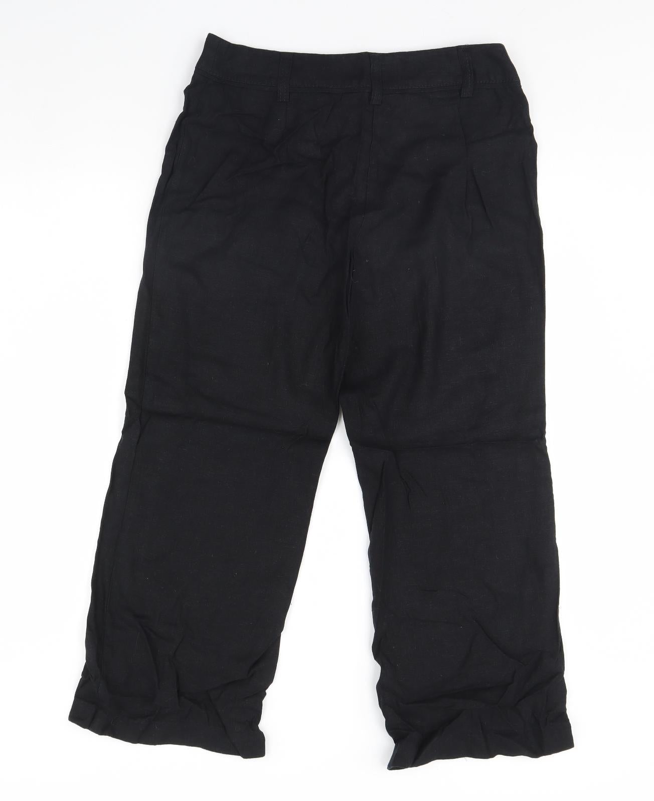 M&S Womens Black   Cropped Trousers Size 12 L26 in