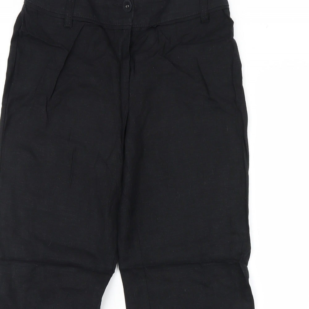 M&S Womens Black   Cropped Trousers Size 12 L26 in