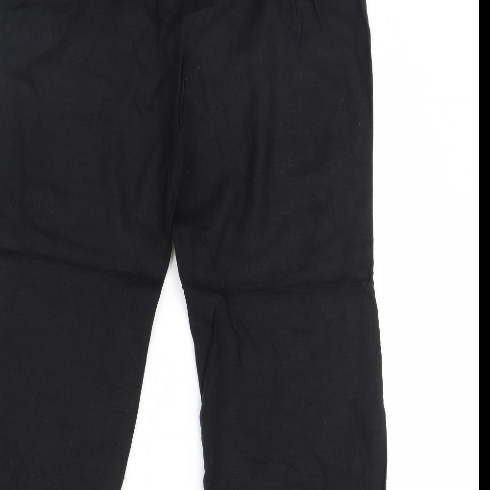 M&S Womens Black   Cropped Trousers Size 12 L26 in