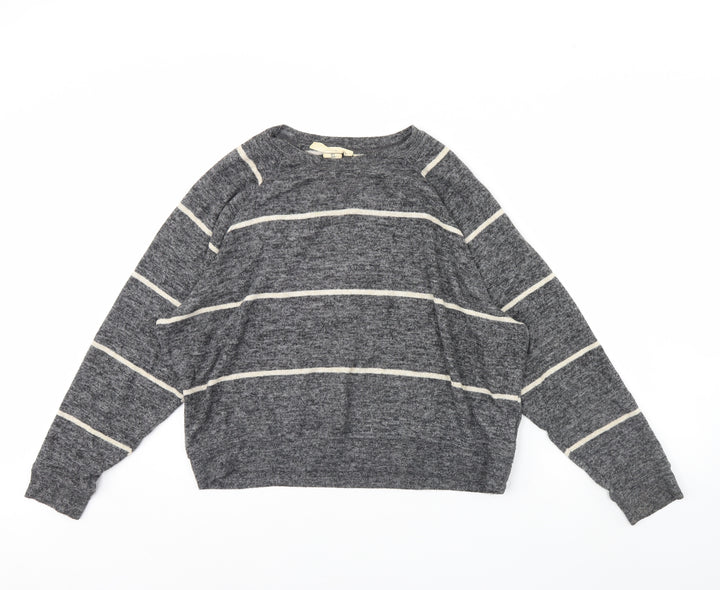 H&M Womens Grey Striped Pullover Jumper Size S