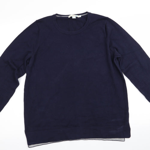 Bodens Womens Blue   Pullover Jumper Size L  - Button on Sleeves