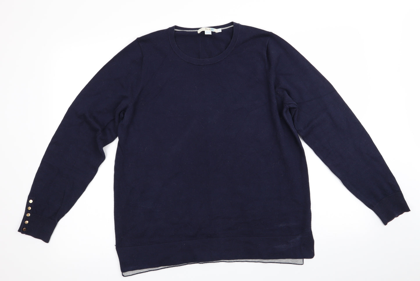Bodens Womens Blue   Pullover Jumper Size L  - Button on Sleeves