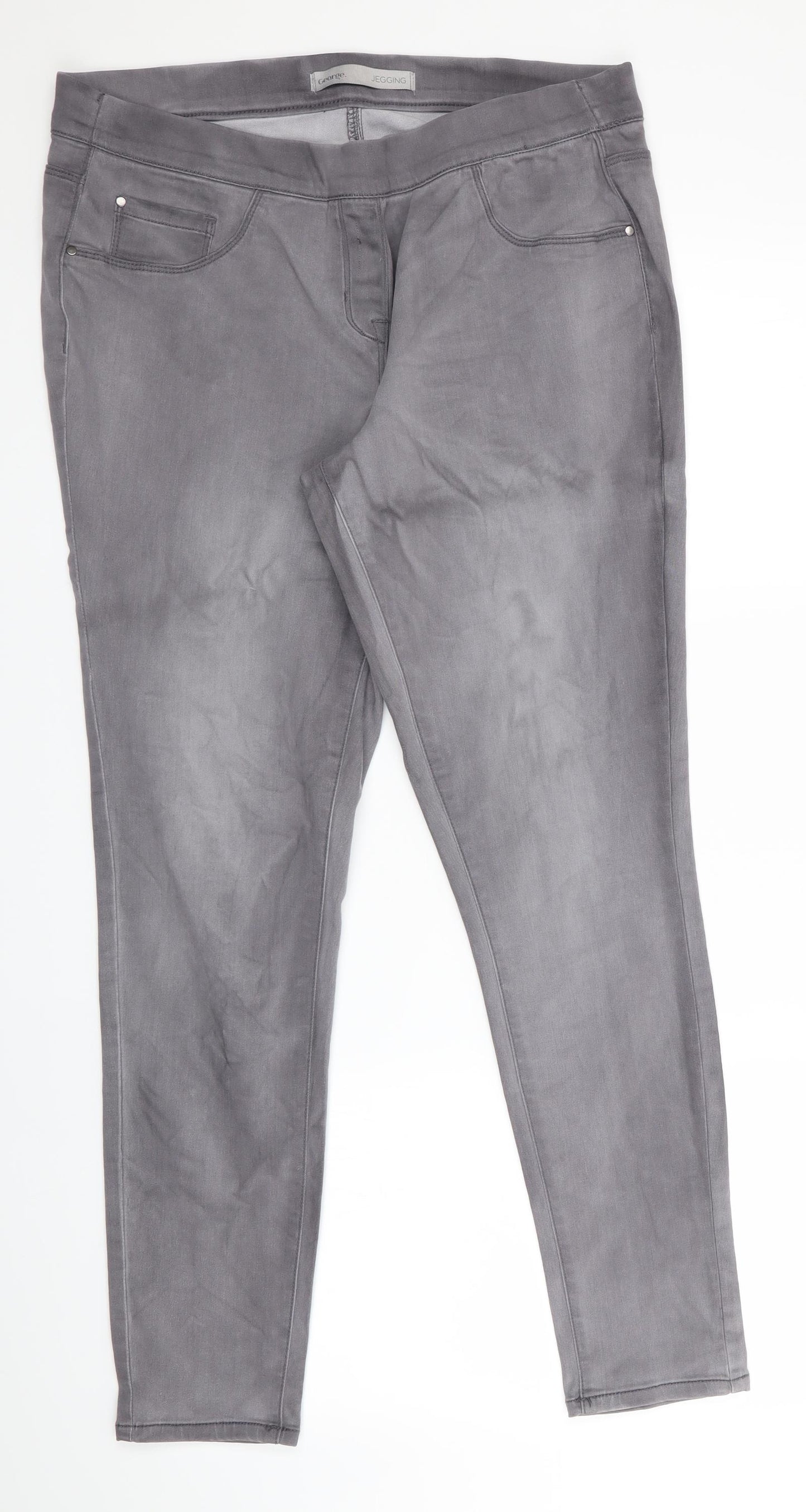 George Womens Grey   Jegging Trousers Size 14 L28 in - DESTRESSED