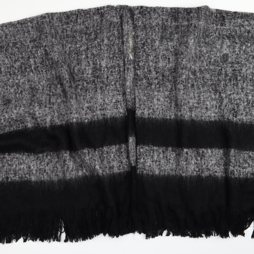 Preworn Womens Black Striped  Overcoat Poncho One Size  - Mohair effect