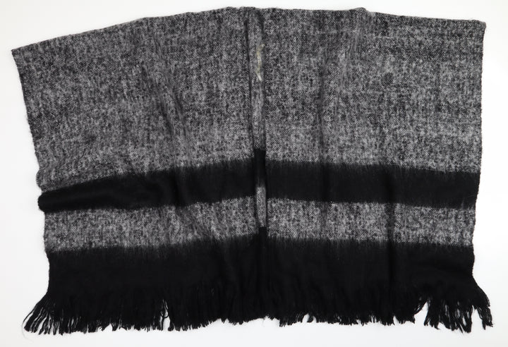 Preworn Womens Black Striped  Overcoat Poncho One Size  - Mohair effect