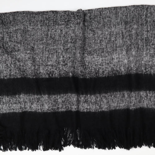 Preworn Womens Black Striped  Overcoat Poncho One Size  - Mohair effect