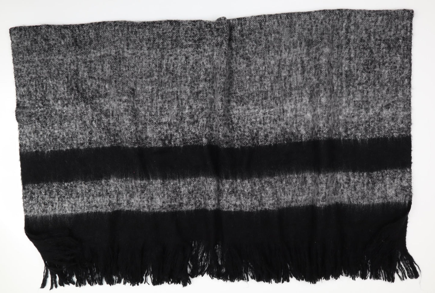 Preworn Womens Black Striped  Overcoat Poncho One Size  - Mohair effect