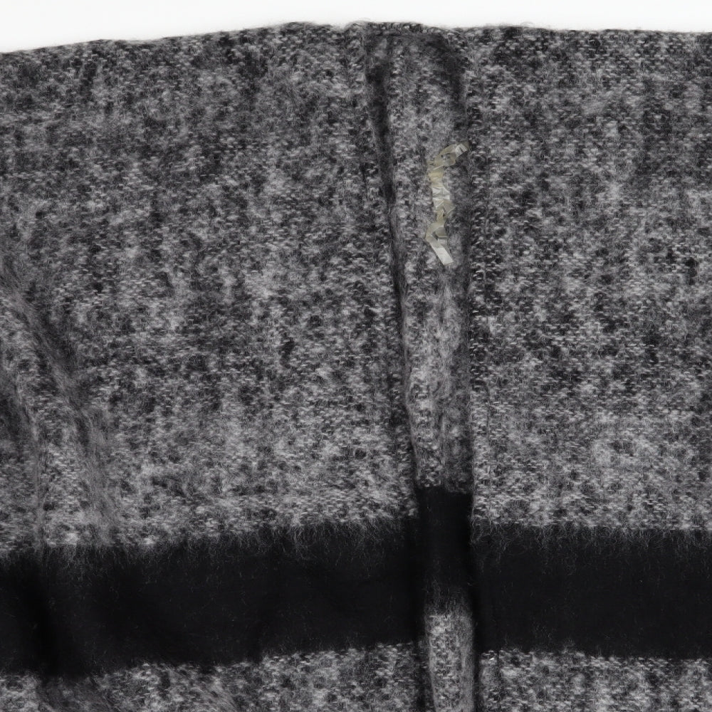 Preworn Womens Black Striped  Overcoat Poncho One Size  - Mohair effect