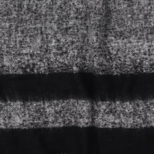Preworn Womens Black Striped  Overcoat Poncho One Size  - Mohair effect