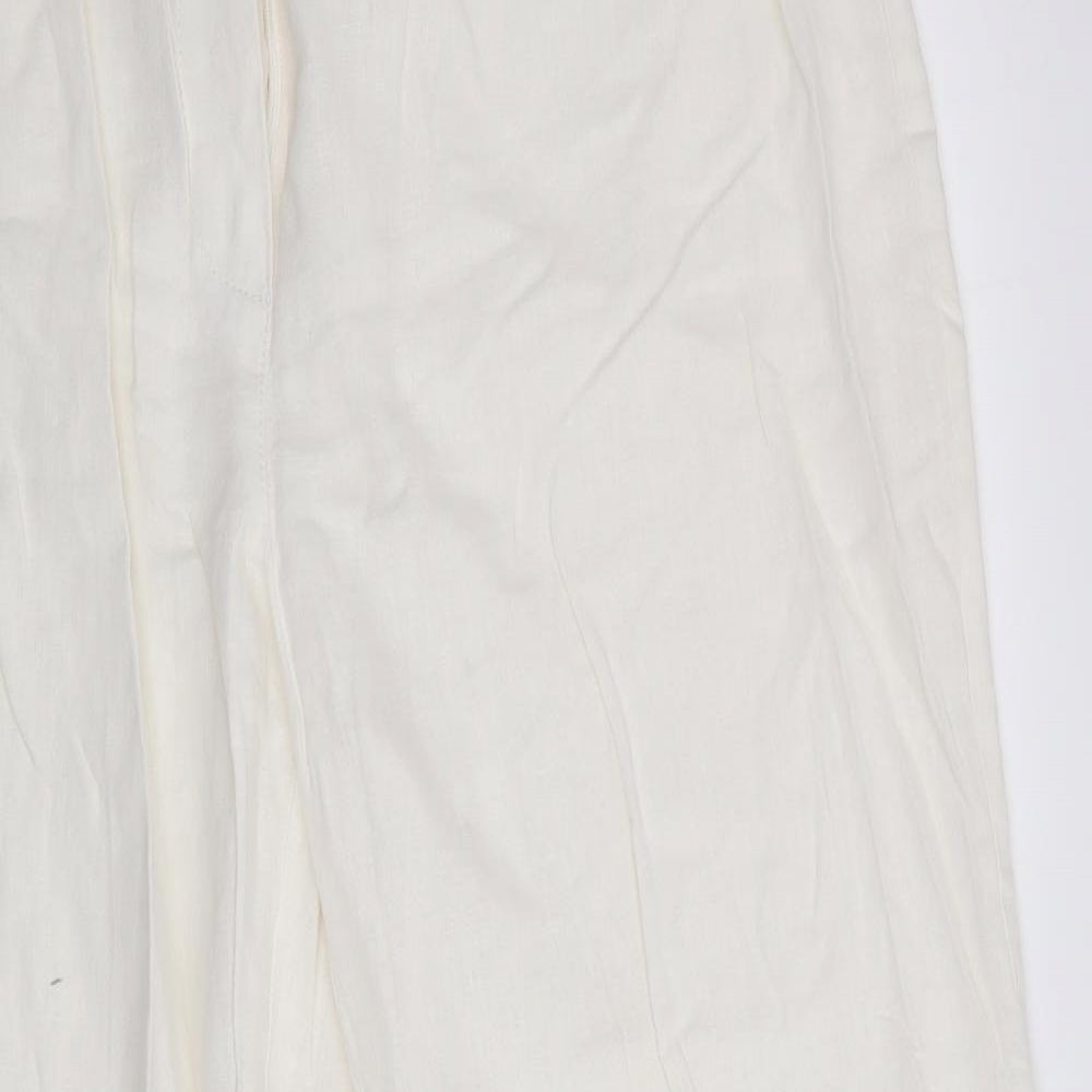 Marks and Spencer Womens Ivory   Trousers  Size 16 L29 in - Linen Look trousers - wide legged