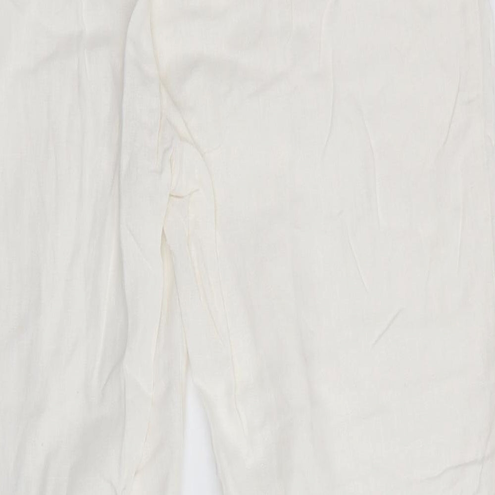 Marks and Spencer Womens Ivory   Trousers  Size 16 L29 in - Linen Look trousers - wide legged