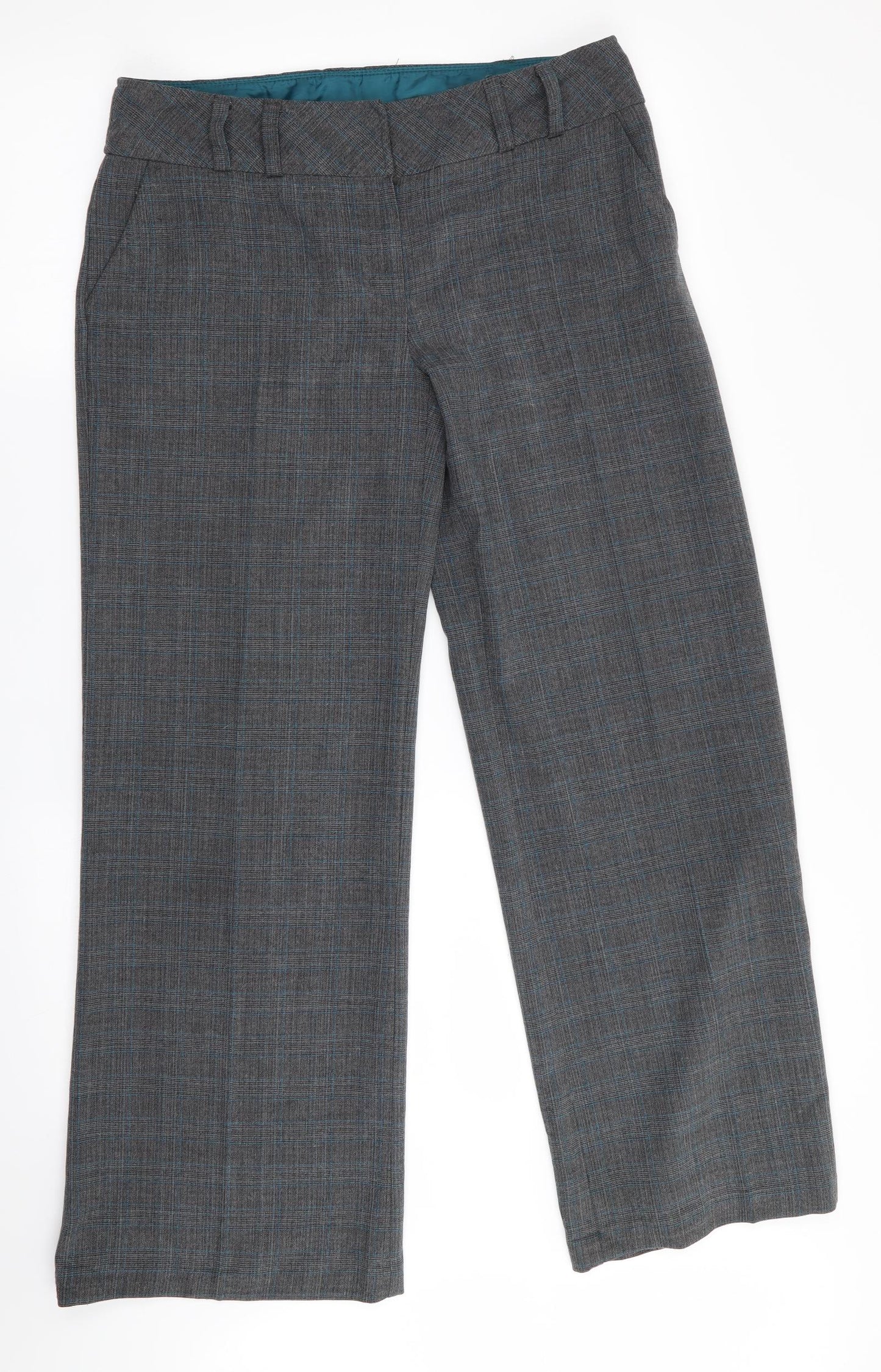 Dunnes Womens Grey Check  Trousers  Size 10 L29 in