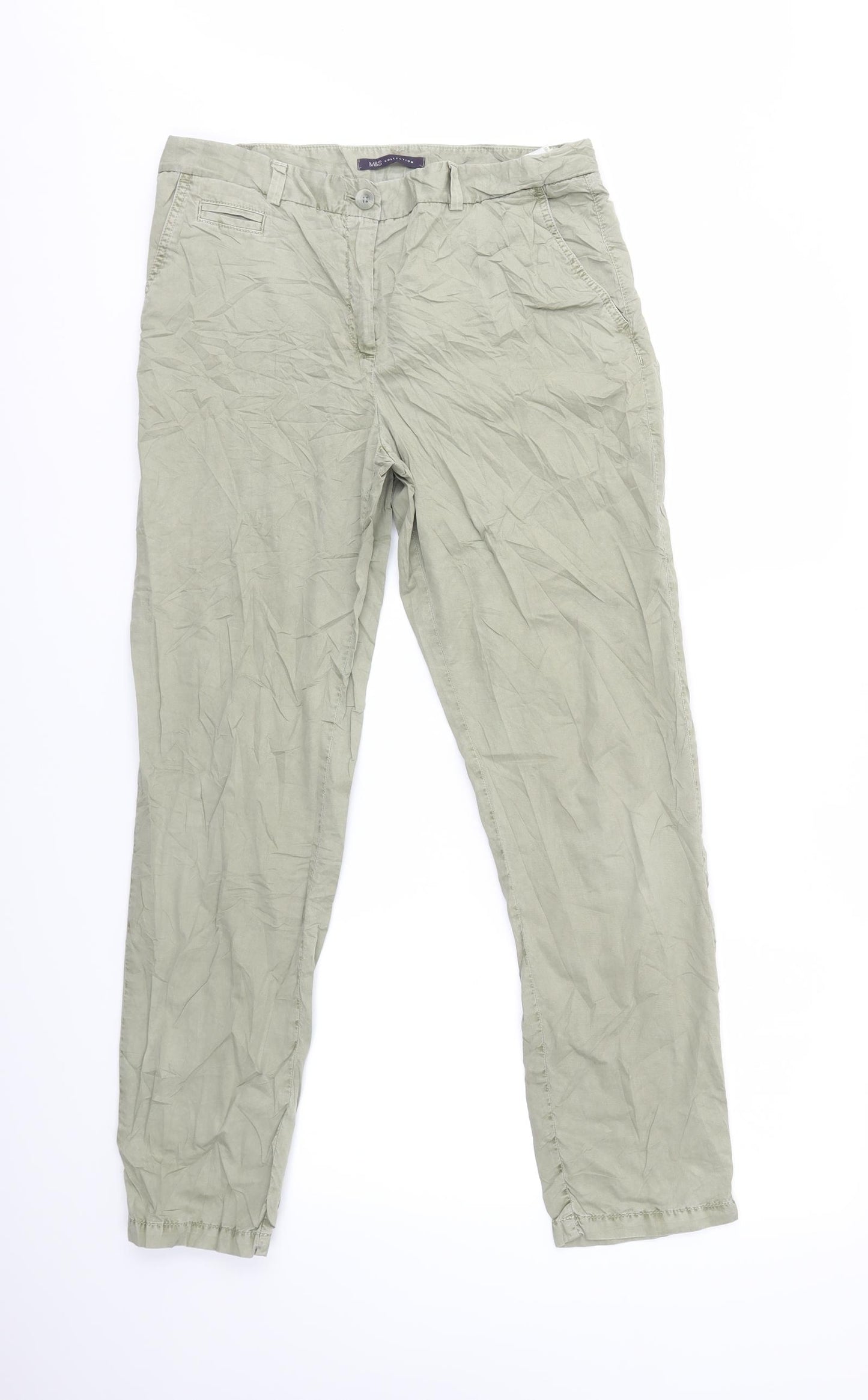 M&S Womens Green   Trousers  Size 12 L28 in