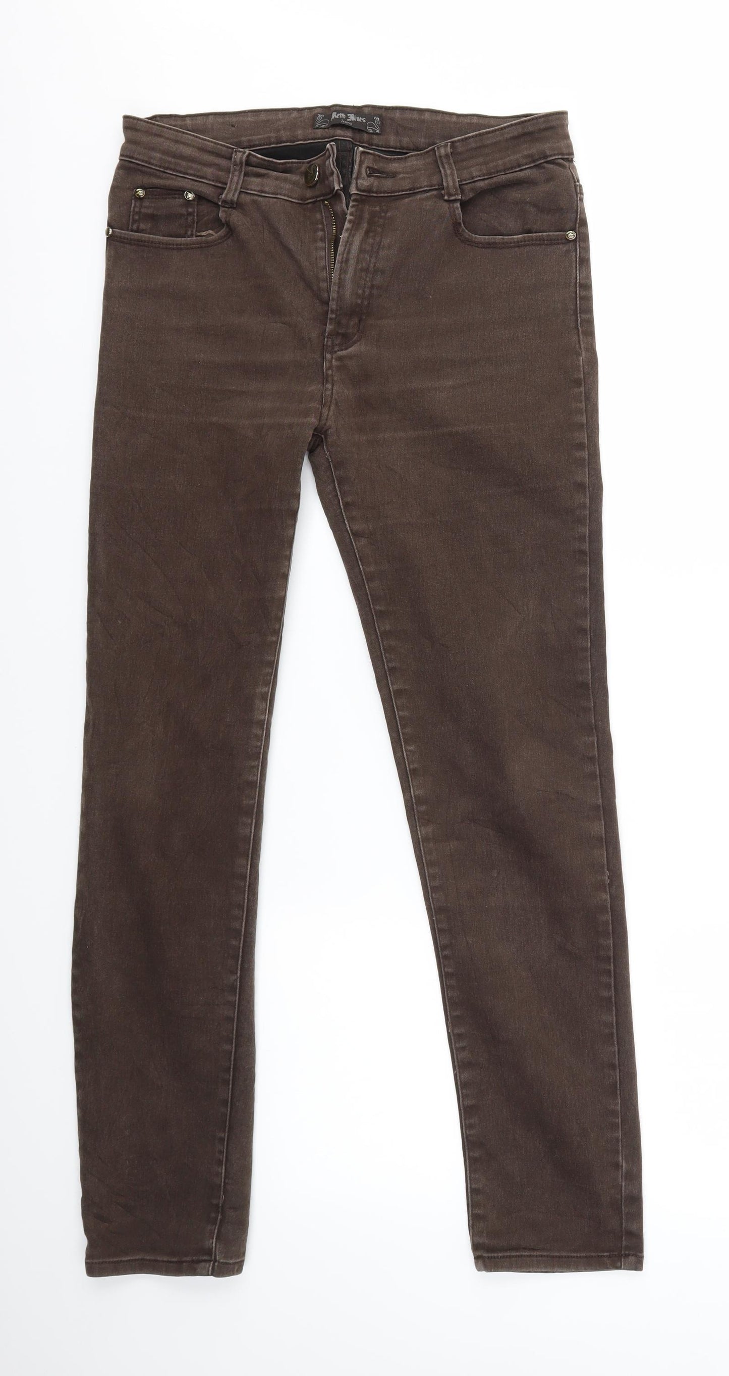 Preworn Womens Brown   Straight Jeans Size 14 L29 in