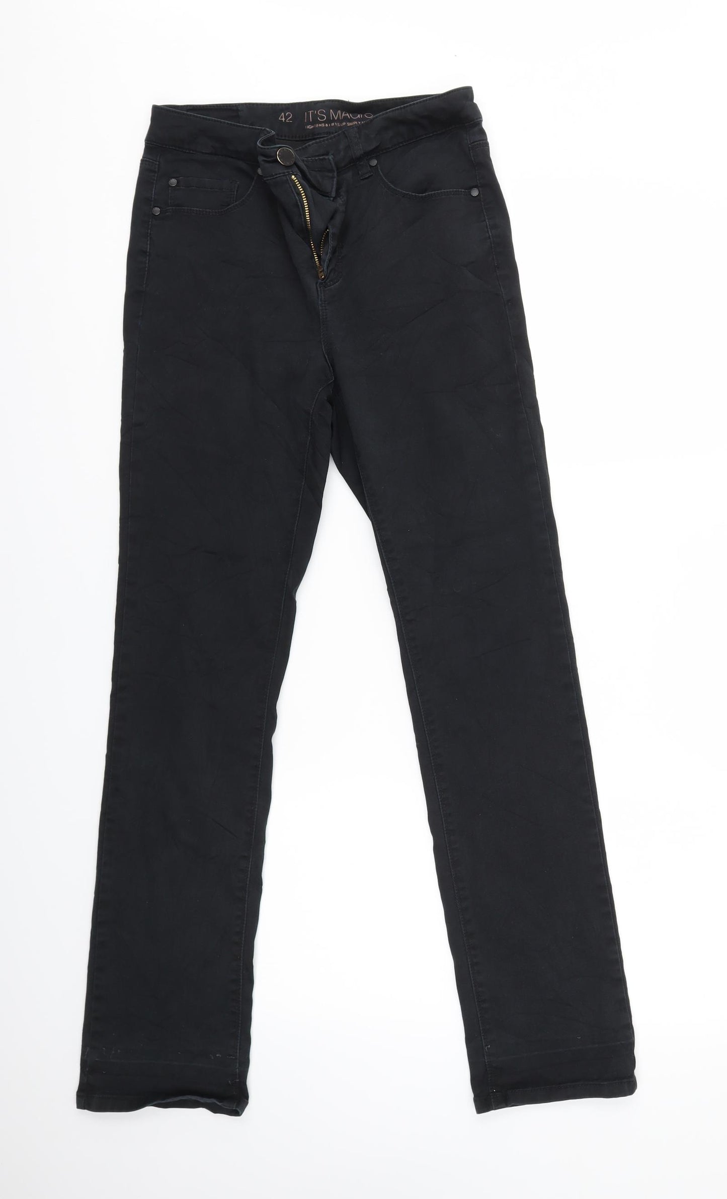 IT'S MAGIC Womens Black   Straight Jeans Size 14 L30 in