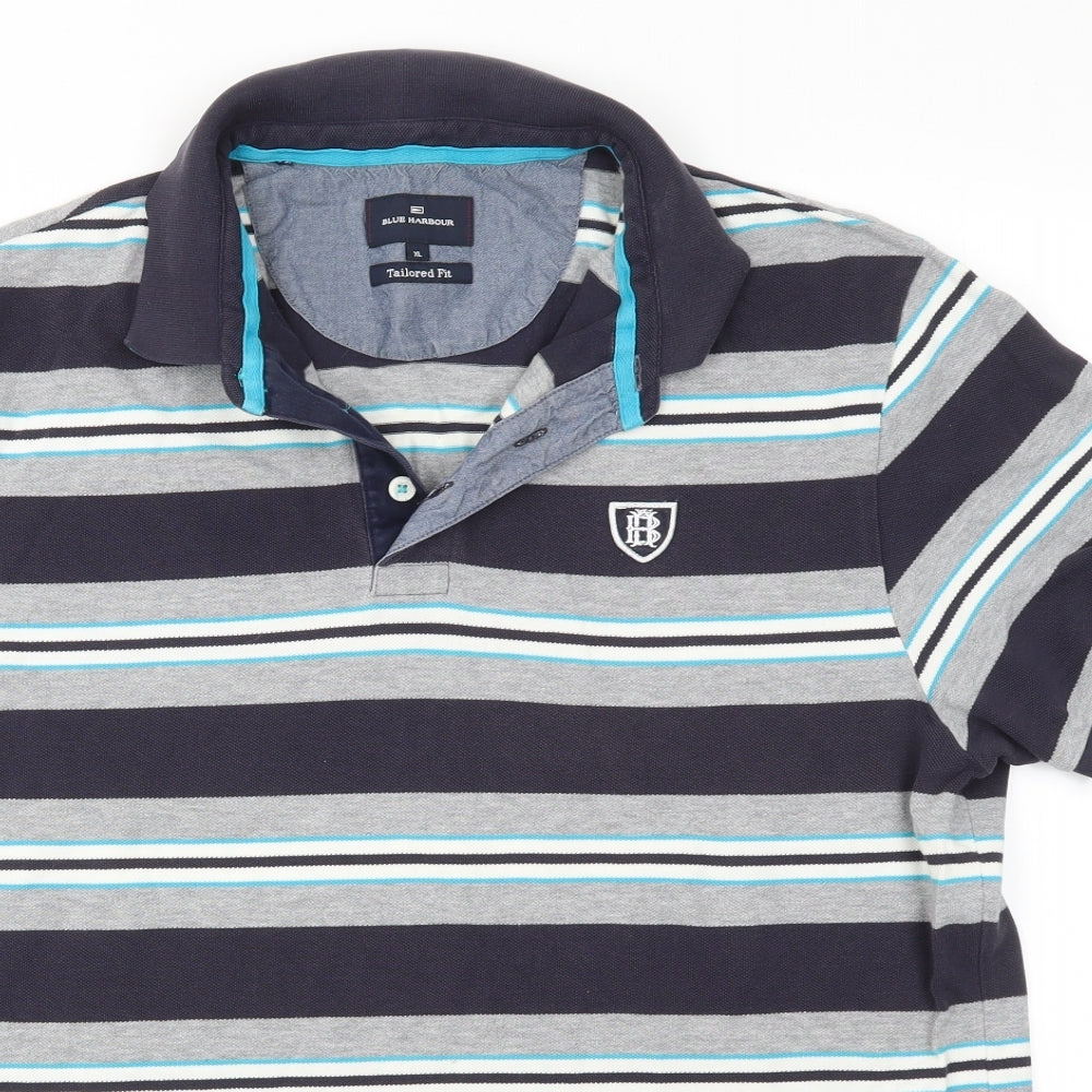 Blue Harbour Mens Multicoloured Striped   Polo Size XL