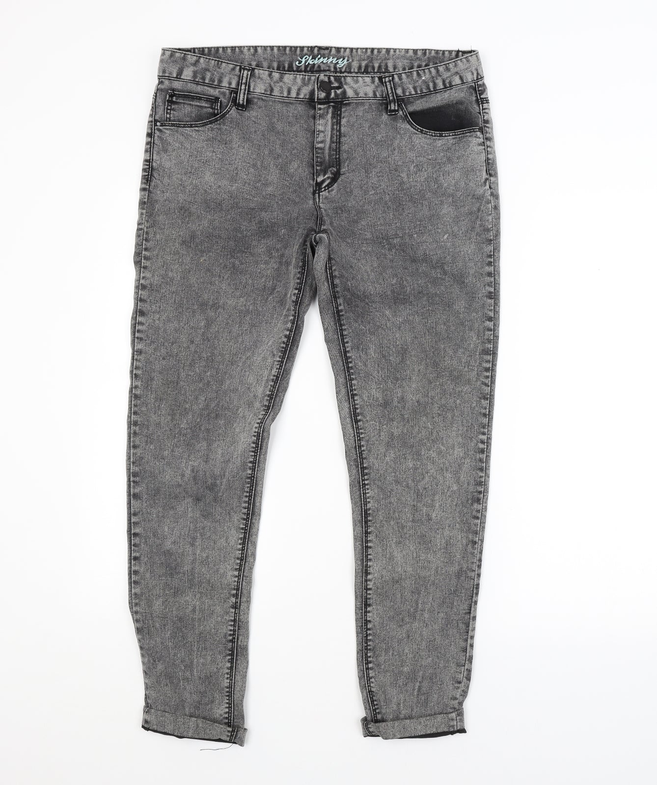 DENIM CO. Womens Grey   Skinny Jeans Size 14 L27 in