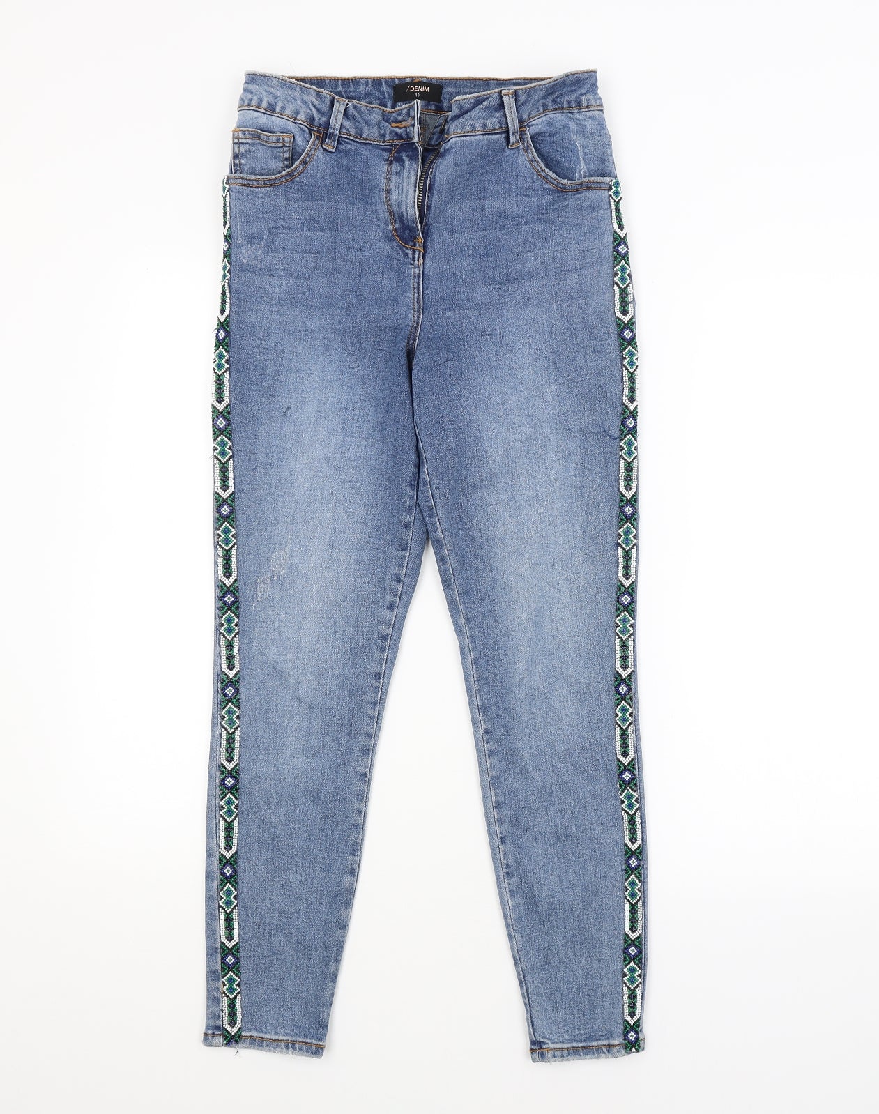 /DENIM Womens Blue Argyle/Diamond  Skinny Jeans Size 10 L26 in