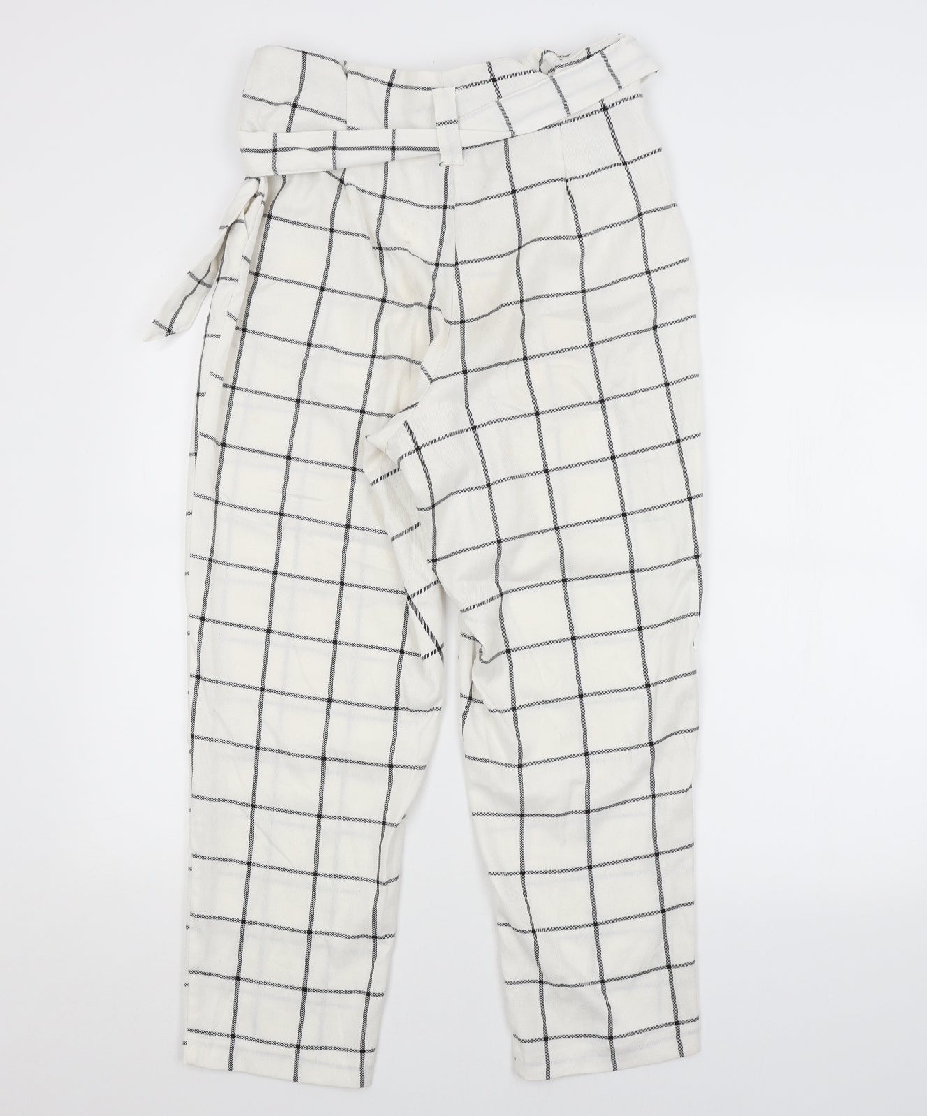 Primark Womens White Check  Trousers  Size 14 L25 in
