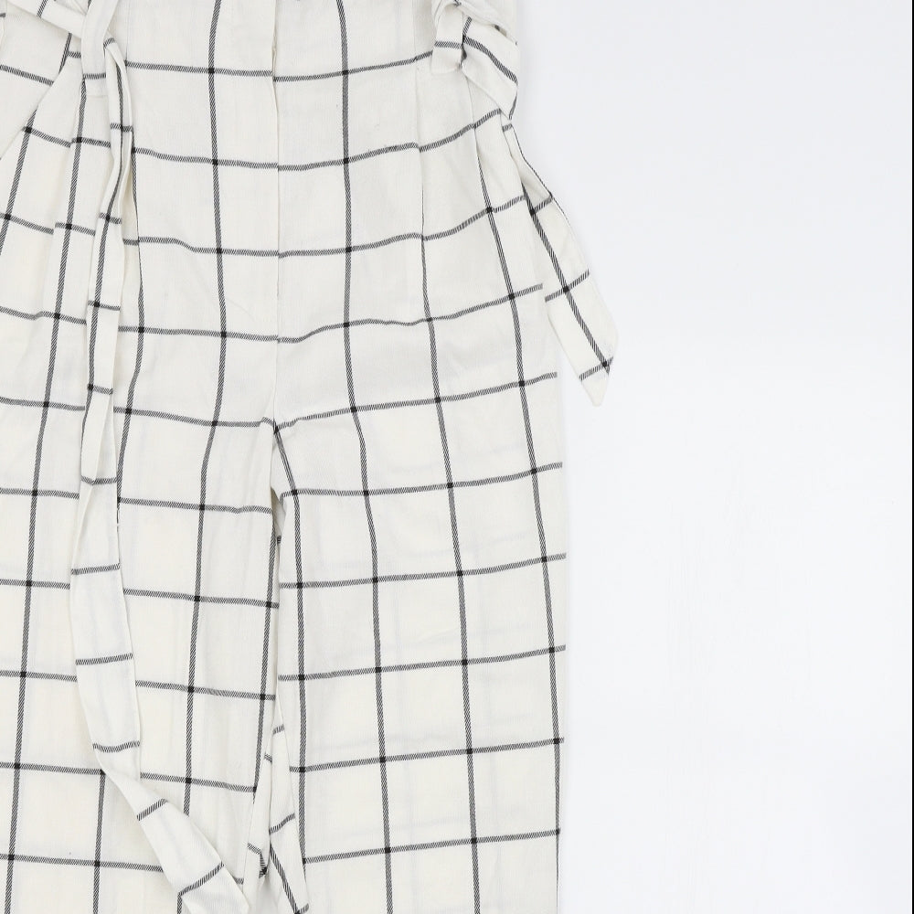 Primark Womens White Check  Trousers  Size 14 L25 in