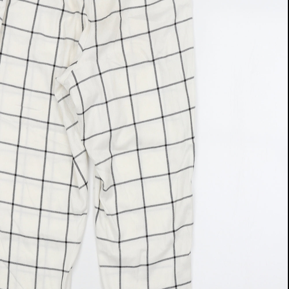Primark Womens White Check  Trousers  Size 14 L25 in