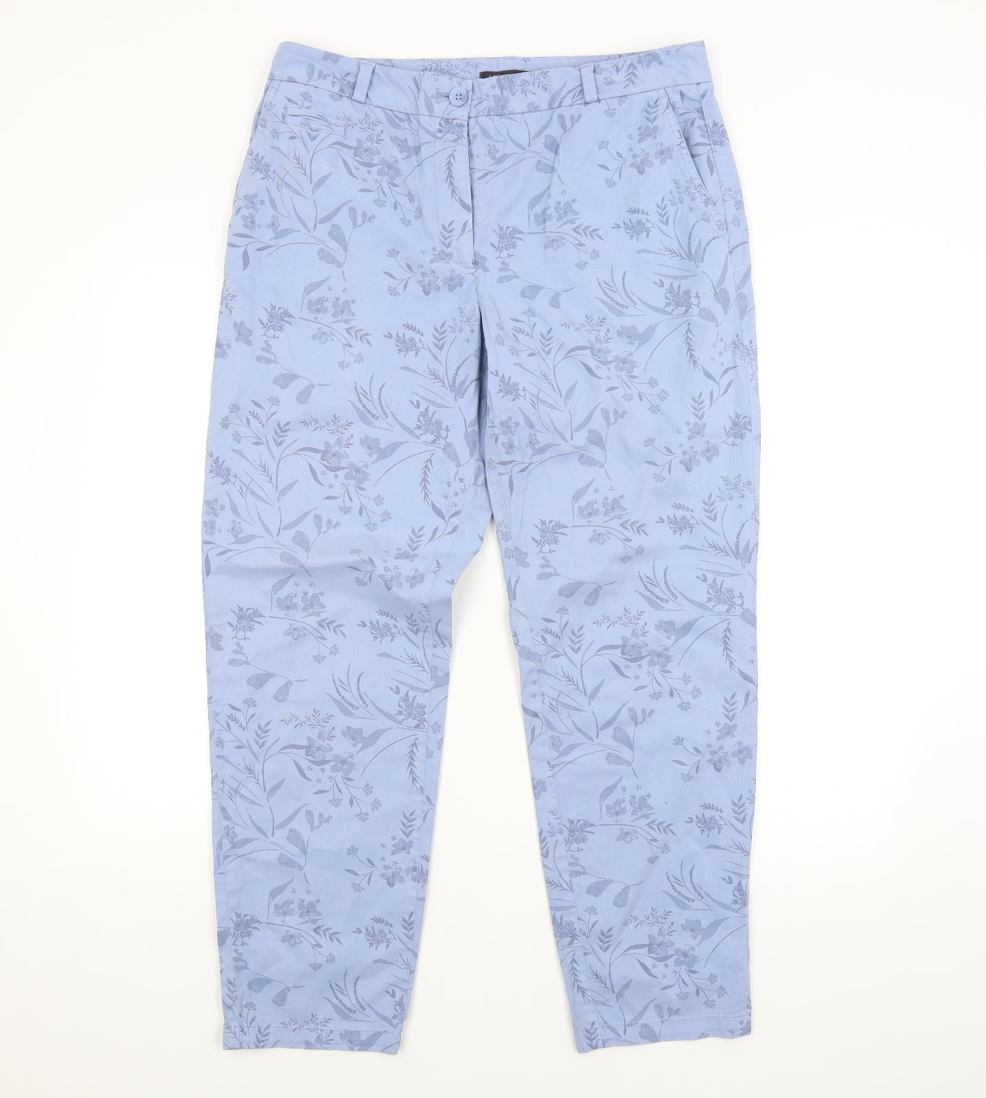 M&S Womens Blue Floral  Straight Jeans Size 14 L27 in
