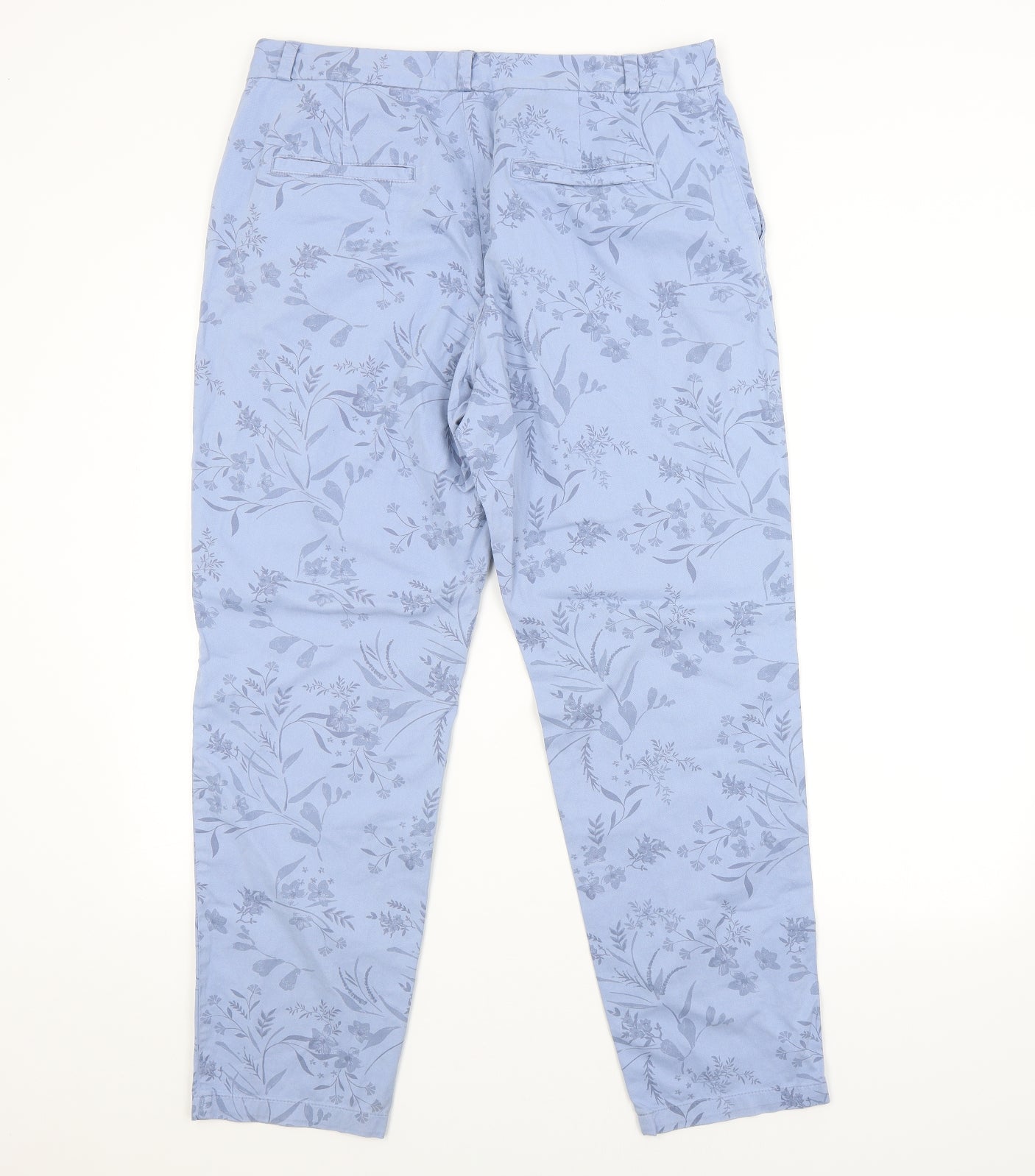 M&S Womens Blue Floral  Straight Jeans Size 14 L27 in