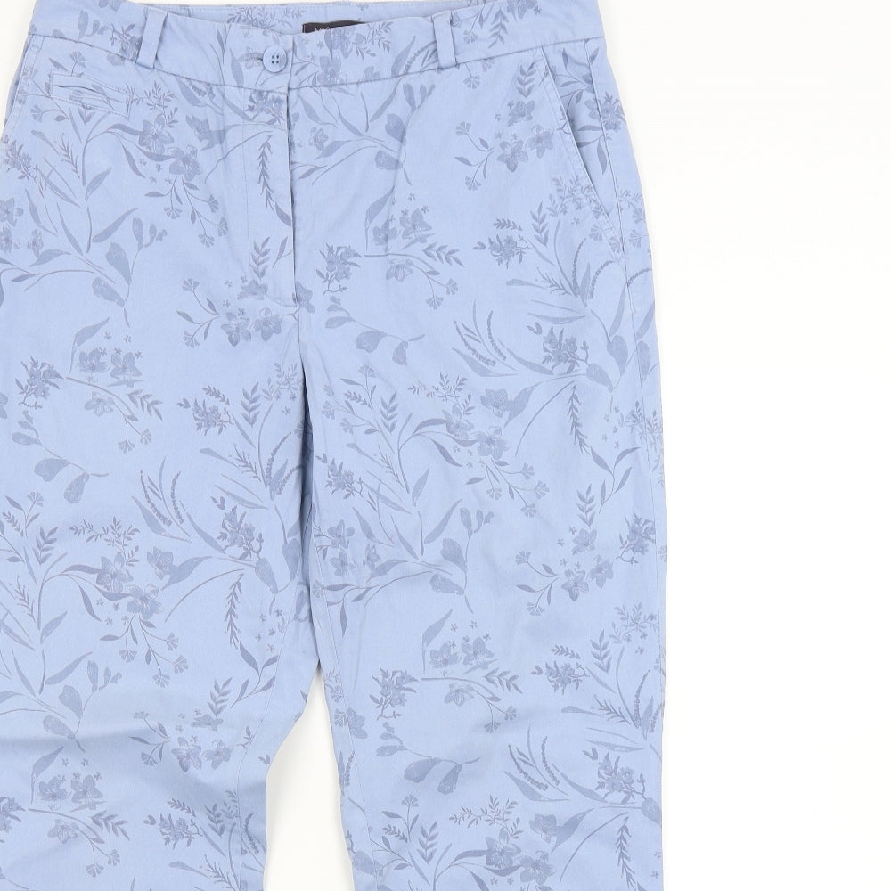 M&S Womens Blue Floral  Straight Jeans Size 14 L27 in
