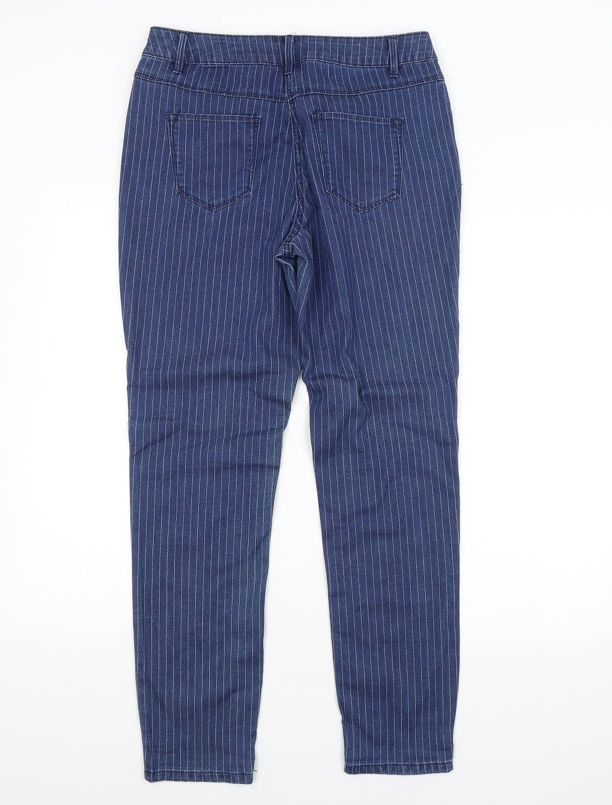 TU Womens Blue Striped  Straight Jeans Size 12 L28 in
