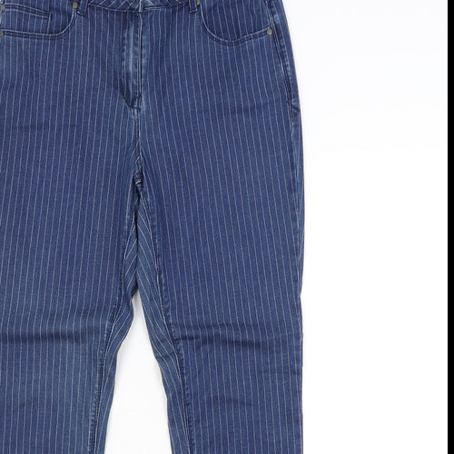 TU Womens Blue Striped  Straight Jeans Size 12 L28 in