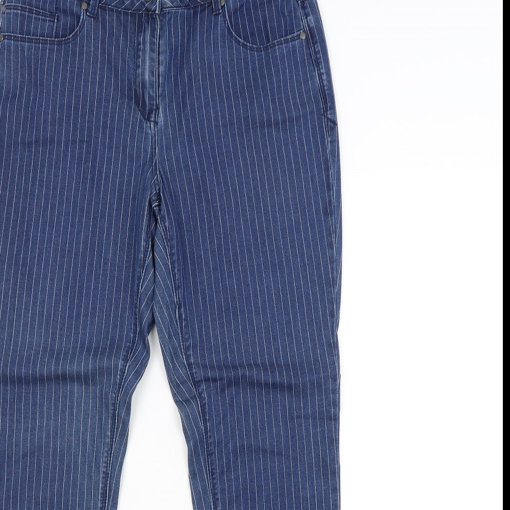 TU Womens Blue Striped  Straight Jeans Size 12 L28 in