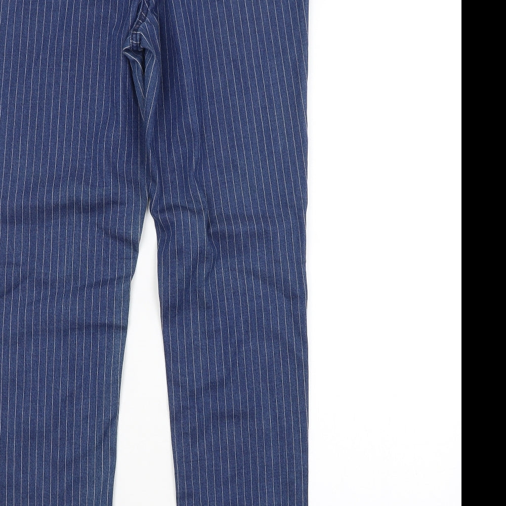 TU Womens Blue Striped  Straight Jeans Size 12 L28 in