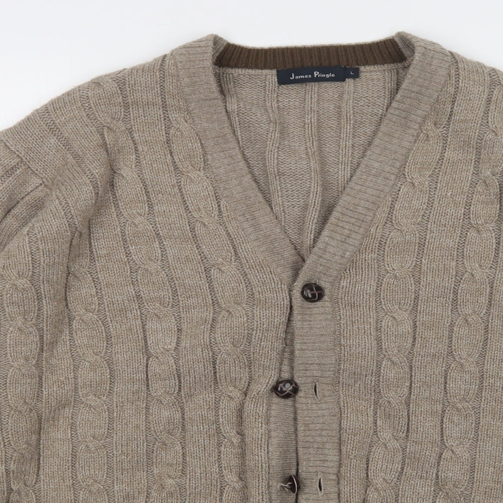 james Pringle Mens Brown   Cardigan Jumper Size L