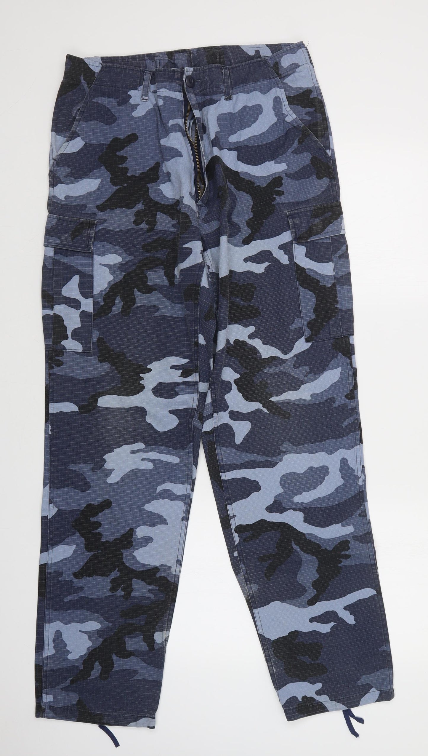 Preworn Mens Blue Camouflage  Cargo Trousers Size 32 L32 in