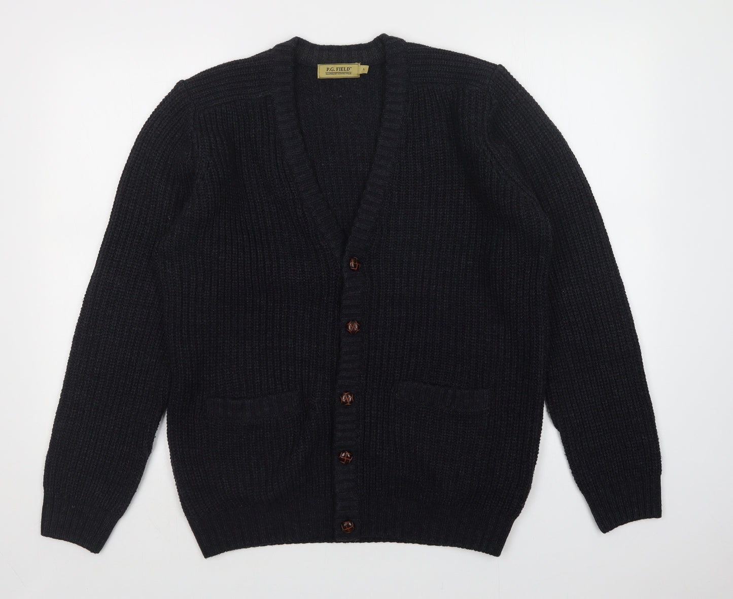 P.G. FIELD Mens Blue   Cardigan Jumper Size L