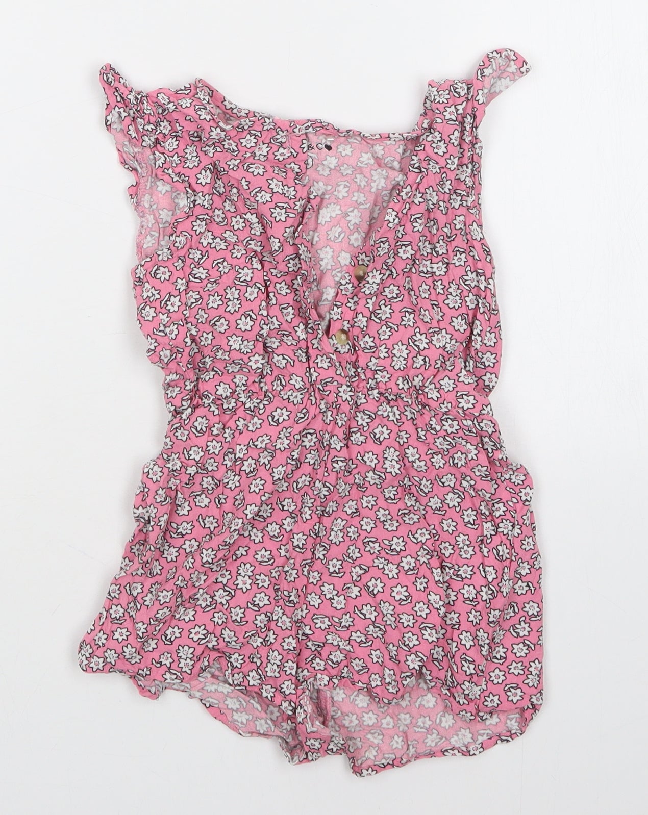 Jeff&Co Girls Pink Floral  Playsuit One-Piece Size 4-5 Years